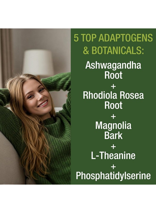 Peak Performance 5-in-1 Cortisol Supplement for Women & Men. Lower High Cortisol with Ashwagandha, Rhodiola Rosea, L-Theanine, Phosphatidylserine, Magnolia Bark. Calm Relaxation, Balanced Energy, Vegan Supplements - Image 3