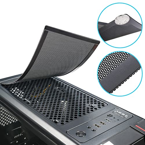 YSSHUI 120 x 240mm PC Case Dust Mesh Filter, [2 Pack] Magnetic Frame Computer Fan Dust Mesh PC Cooler Filter Dustproof PVC Cover Grills - Black - Image 3