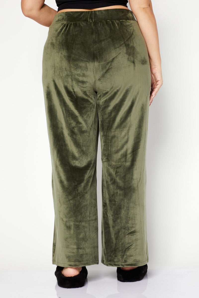 Michael Kors Women Regular Fit Straight Leg Brand Logo Pull-On Pant, Olive - Image 4