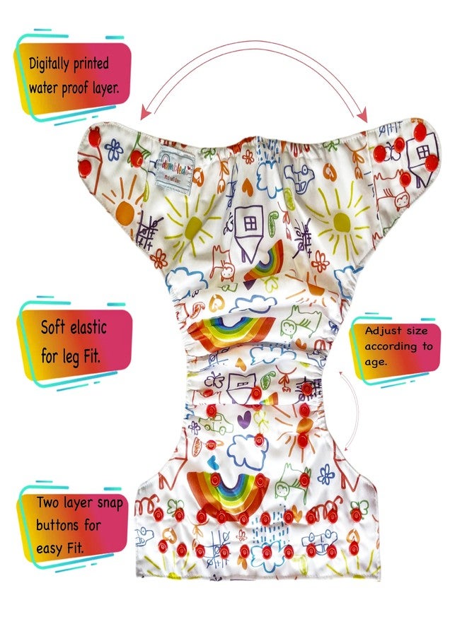 Dumbledo Elite Cloth Diaperwith Magical Soaker (Pack of 6) | Hypoallergenic | Breathable | Easy to Clean | Ideal for Toddlers | 3 Months - 3 Years | Unisex Baby - Image 3