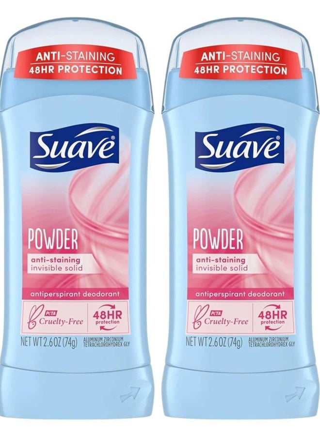 Suave Deodorant 2.6 Ounce 24Hr Powder Invisible Solid (76ml) (2 Pack) - Image 4
