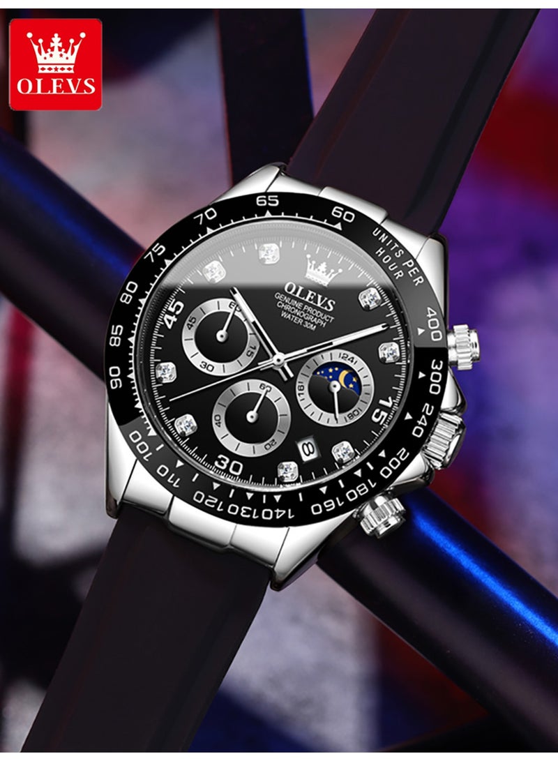 OLEVS Luxury Men Watch Quartz Man Watches Waterproof Luminous Top Brand Watch for Men Diamond Moon Phase Analog Quartz Male Wrist Watches for Men Waterproof Luminous - Image 4