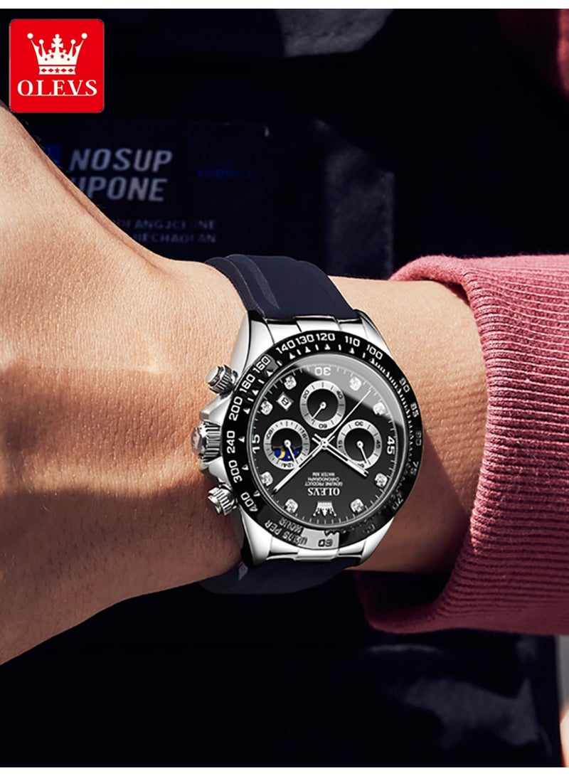 OLEVS Luxury Men Watch Quartz Man Watches Waterproof Luminous Top Brand Watch for Men Diamond Moon Phase Analog Quartz Male Wrist Watches for Men Waterproof Luminous - Image 5