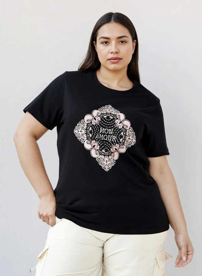 Ulla Popken Plus Size Ulla Popken Graphic Print T-shirt