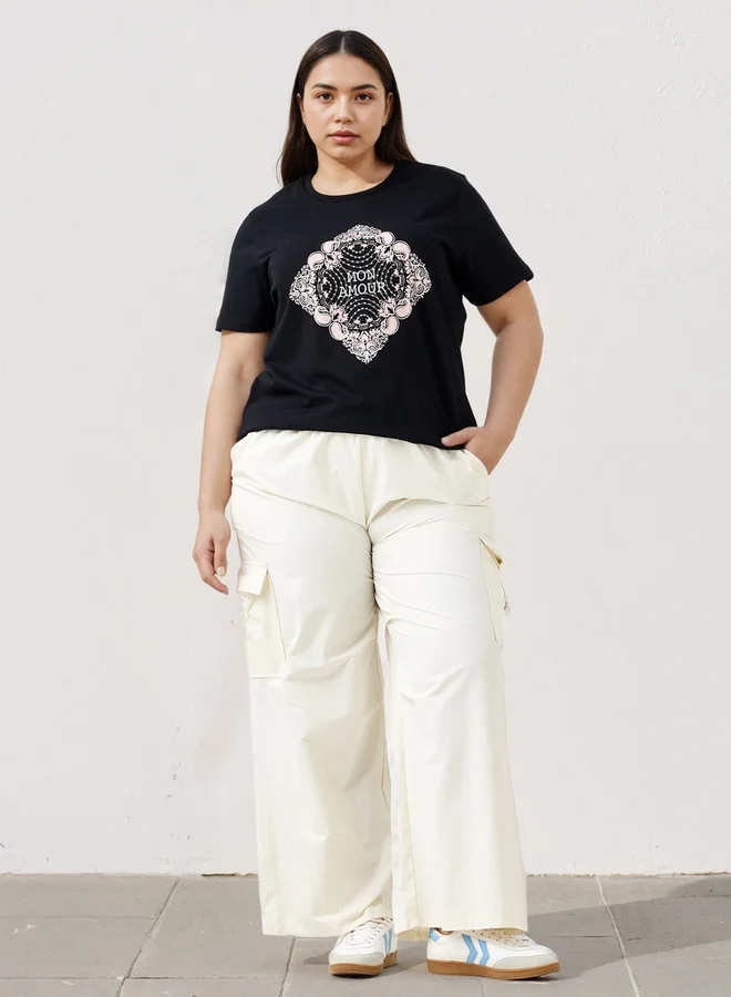 Ulla Popken Plus Size Ulla Popken Graphic Print T-shirt