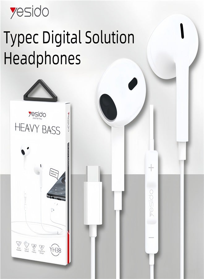 Yesido USB C Headphones for iPhone 16/15 Earbuds with Microphone & Volume Control HiFi Stereo Type C Earphones for Galaxy S23/S22/S21/S20/Ultra Note 10/20, for iPad Pro Pixel 7/6/6a/5/4 and More - Image 2