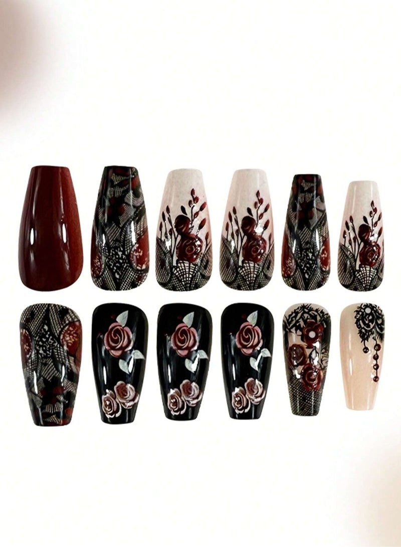 اظافر تركيب بتصميم مربع تحتوي العلبه على 24 ظفر مع مبرد اظافر و صمغ - Image 4