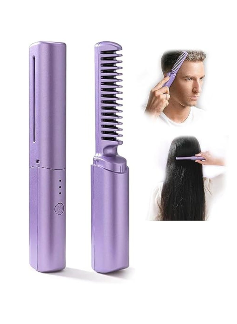 دريمزون مكواة فرد الشعر الصغيرة القابلة لإعادة الشحن، مكواة فرد الشعر المحمولة اللاسلكية، مكواة فرد الشعر الكهربائية الساخنة، فرشاة تمليس الشعر بالأيونات السالبة، مكواة - Image 1