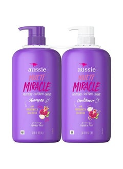 Aussie Multi Miracle Shampoo & Conditioner, Pomegranate & Shea Butter (33 Fl Oz)  - Image 1