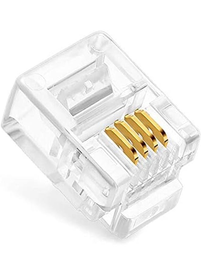 موصل RJ للتلفون الأرضي مع سلك الهاتف – كفاءة عالية وجودة ممتازة، عبوة 100 قطعة - Image 1