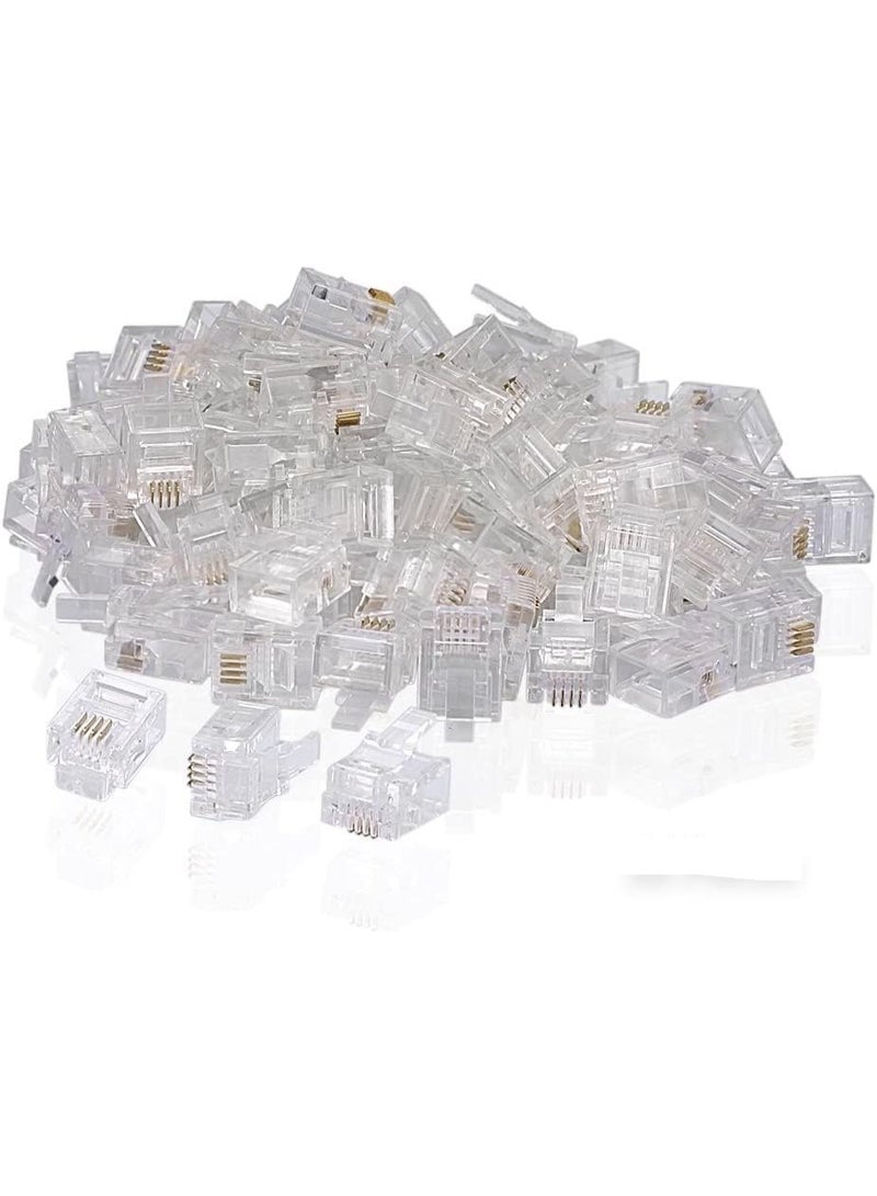 موصل RJ للتلفون الأرضي مع سلك الهاتف – كفاءة عالية وجودة ممتازة، عبوة 100 قطعة - Image 2