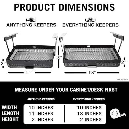 COFFEEKEEPERS Anything Keeper Under Cabinet, Pull-Down Under Shelf Basket, Drawer Organizer for Office Tables, Under Desk Storage Shelf, RV Space Savers, Camper Must Haves, Easy Install - 11 x 10 x 2.5 in - Black - Image 2