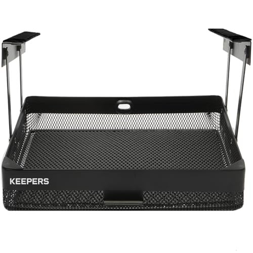 COFFEEKEEPERS Anything Keeper Under Cabinet, Pull-Down Under Shelf Basket, Drawer Organizer for Office Tables, Under Desk Storage Shelf, RV Space Savers, Camper Must Haves, Easy Install - 11 x 10 x 2.5 in - Black - Image 1