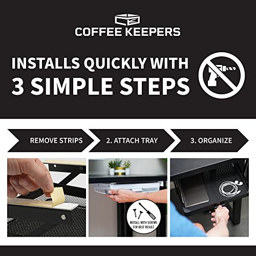 COFFEEKEEPERS Anything Keeper Under Cabinet, Pull-Down Under Shelf Basket, Drawer Organizer for Office Tables, Under Desk Storage Shelf, RV Space Savers, Camper Must Haves, Easy Install - 11 x 10 x 2.5 in - Black - Image 5