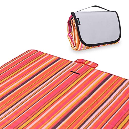 PACKNBUY Foldable Picnic Mat for Outdoor Sitting Waterproof Sandproof Beach Travel Camping Blanket Large Portable Ground Mat Rug for Park Family Outing Trekking Hiking (Red Pink) - Image 1