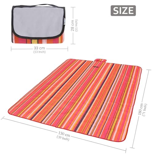 PACKNBUY Foldable Picnic Mat for Outdoor Sitting Waterproof Sandproof Beach Travel Camping Blanket Large Portable Ground Mat Rug for Park Family Outing Trekking Hiking (Red Pink) - Image 2