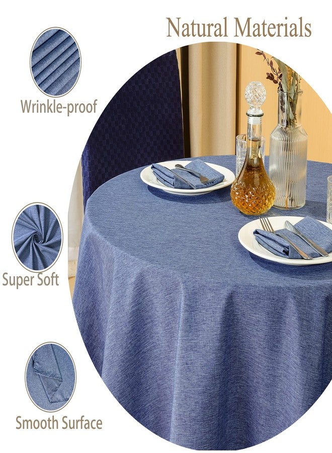Mebakuk Round Table Cloth Linen Farmhouse Tablecloth Waterproof Anti-Shrink Soft and Wrinkle Resistant Decorative Fabric Table Cover for Kitchen (Denim Blue, 60" Round (2-4 Seats)) - Image 3