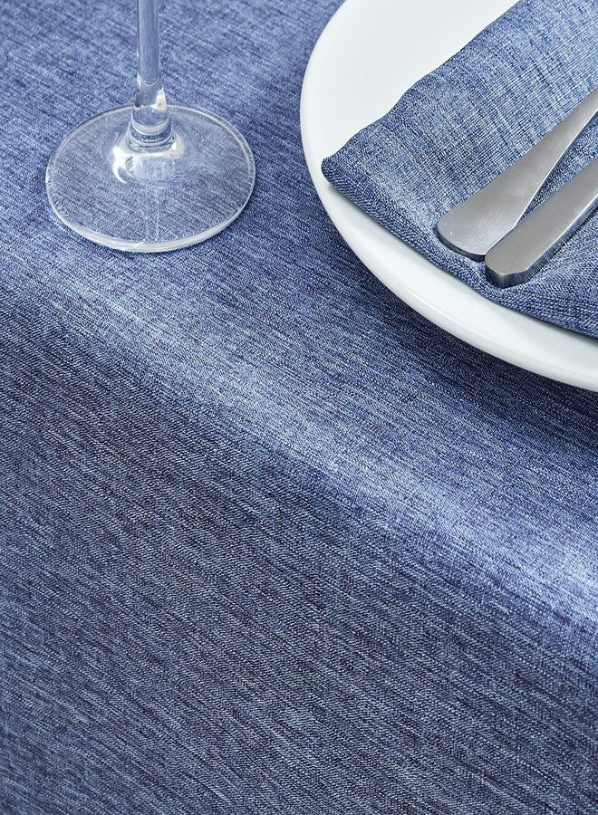 Mebakuk Round Table Cloth Linen Farmhouse Tablecloth Waterproof Anti-Shrink Soft and Wrinkle Resistant Decorative Fabric Table Cover for Kitchen (Denim Blue, 60" Round (2-4 Seats)) - Image 2
