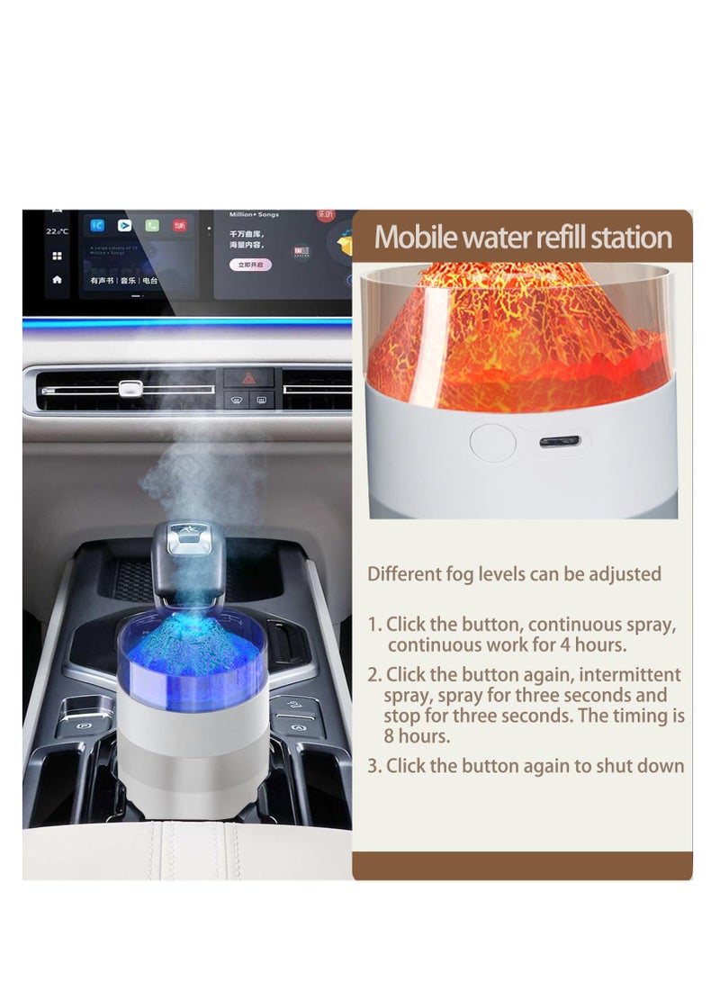 Car Diffusers for Essential Oils, USB Type-C with 7-LED Color Changing Volcano Car Diffuser Cool Mist Mini Portable Diffuser, Rechargeable for Home,Car,Office Deodorize Car Interior Space