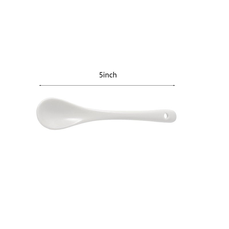 Mosuji Set of 6 Premium White Porcelain Coffee Spoons for Espresso, Tea, Sauces, and Desserts,(13cm,5.12inch) - Image 2