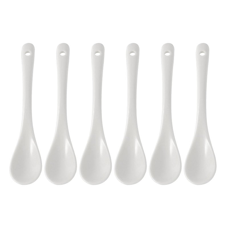 Mosuji Set of 6 Premium White Porcelain Coffee Spoons for Espresso, Tea, Sauces, and Desserts,(13cm,5.12inch) - Image 1