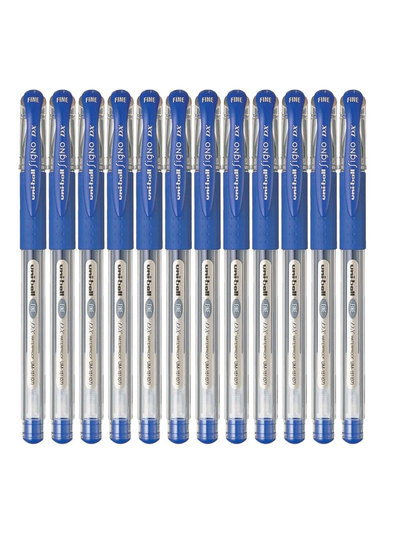 Uniball - 12-Piece Signo DX Gel Pen 0.7mm Tip Blue Ink - Image 1