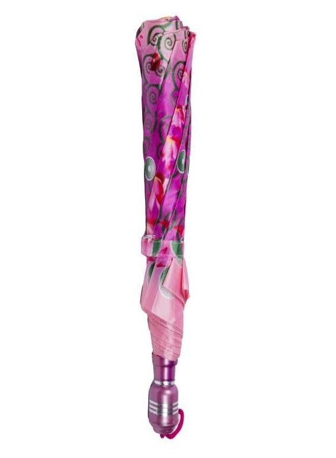 Century Ladies 2-Fold Manual Hand Open Umbrella - 21” x 8K Frame, 180T Polyester Satin Print Fabric with Fancy Virgin Plastic Handle Rain Protection Umbrella - Image 3