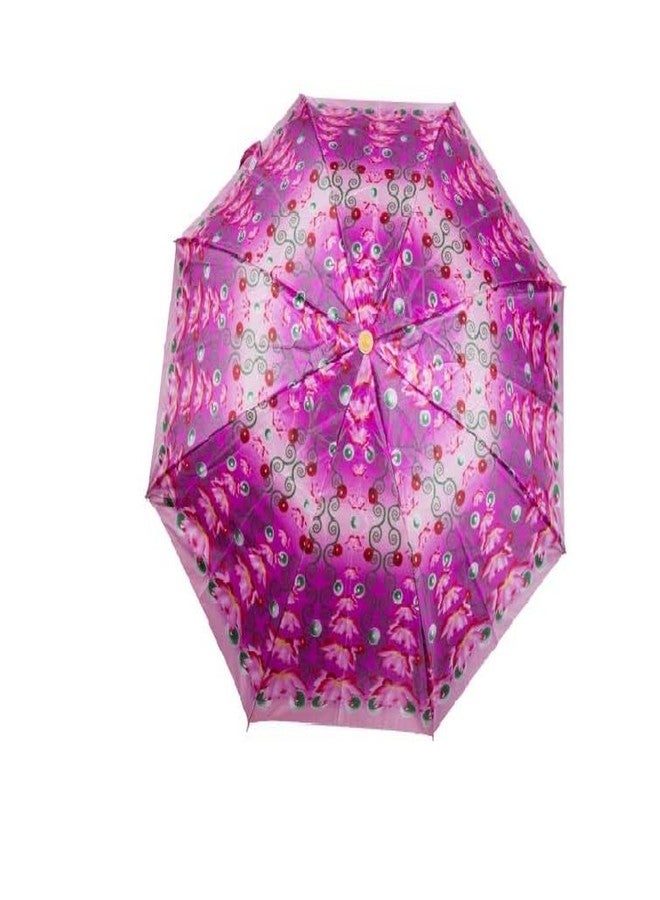 Century Ladies 2-Fold Manual Hand Open Umbrella - 21” x 8K Frame, 180T Polyester Satin Print Fabric with Fancy Virgin Plastic Handle Rain Protection Umbrella - Image 2