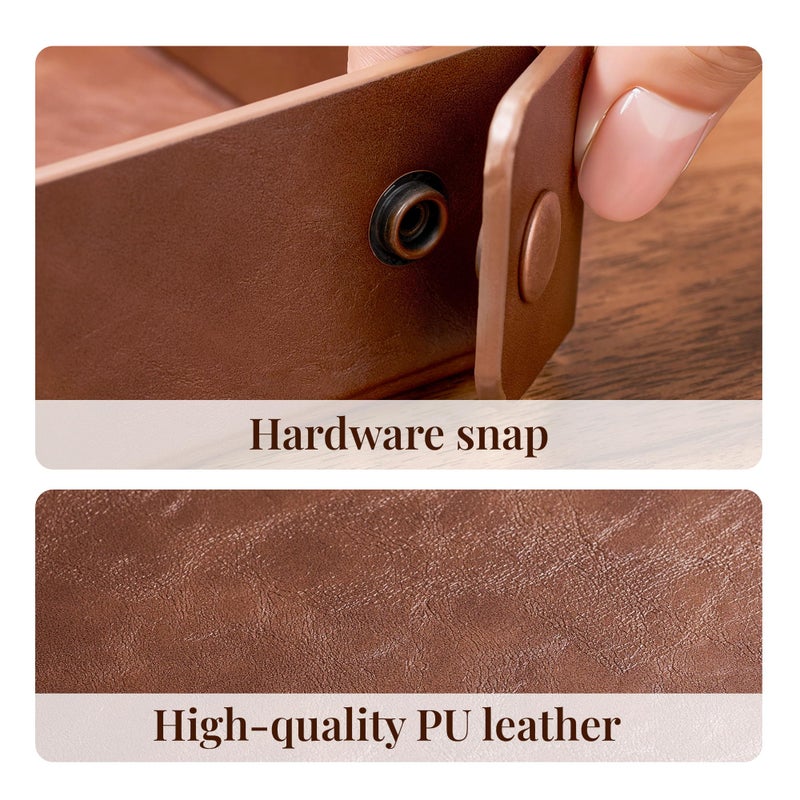 Josmimic Catch All Valet Tray - EDC Organizer for Key, Wallet, Watch, Jewelry, Phone, coin change | Faux Leather Storage Tray for Dresser, Nightstand, Desk, Entryway, Travel Storage | Brown - Image 3