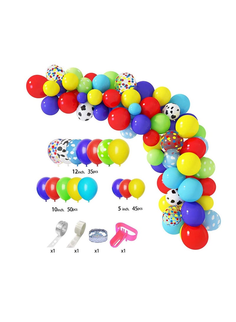 كاست ويف KASTWAVE 134 قطعة لعبة مستوحاة من قصة بالونات مجموعة قوس جارلاند ، بنمط بقرة سحابة أصفر أحمر أزرق أخضر بالونات لاتكس للأطفال لعبة مستوحاة من قصة مستوحاة من ديكورات لوازم حفلات أعياد الميلاد - Image 2