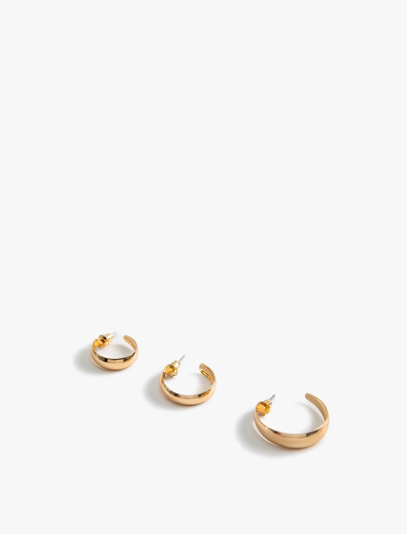 KOTON 3 Part Half Hoop Earring Set - Image 2