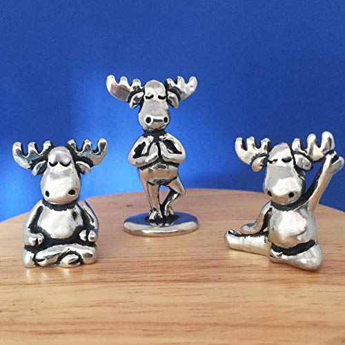 Basic Spirit Yoga Moose Poses Pewter Miniature Figurines Statues Gifts Namaste Zen - Image 3