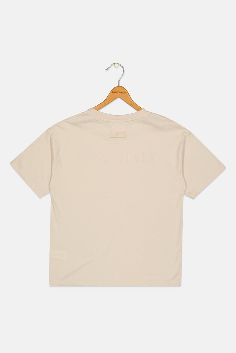 Blank Essentials Kids Boy Short Sleeve Brand Logo T-shirt, Beige - Image 3