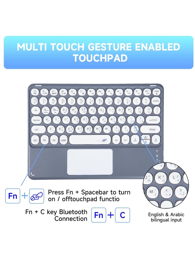 UCHUANG - Samsung Galaxy Tab A9 Plus Keyboard Case 11-inch Magnetic Detachable Wireless Arabic Keyboard Cover，for Samsung Galaxy Tab A9 Plus 2023 (SM-X216/X210) - Grey - Image 1