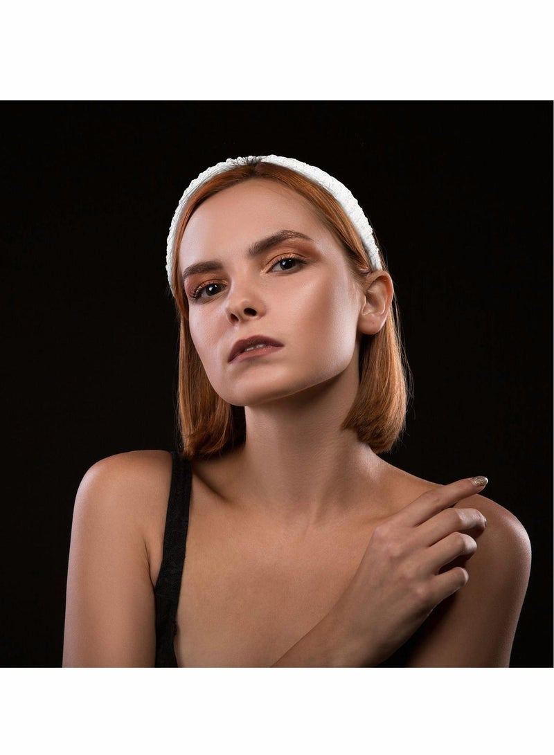 إسكدنيا Padded Rhinestone Headbands for Women Beaded Diamond Hairband Girls Crystal Embellished Hair Hoops Glitter Party Accessories (White, Pink, Rainbow, Black) - Image 3