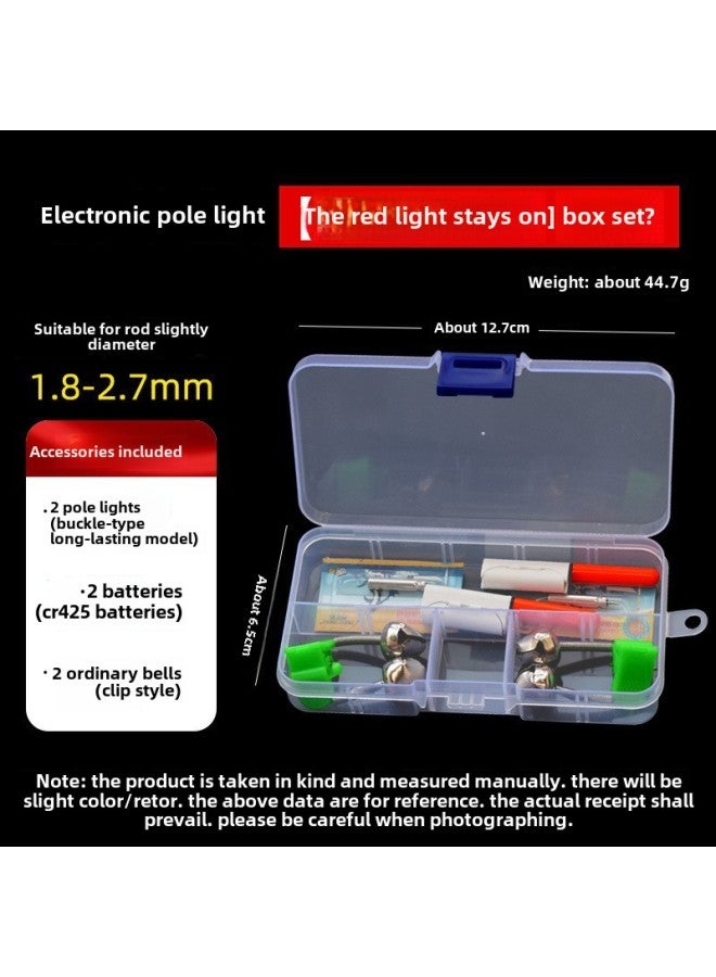 Loquat Night Fishing Electronic Rod Light Red Green Light Always Bright Sea Rod Snap-on Fishing Rod Luminous Prompt Light Suit Wholesale-Color:Red Light  With Battery Pole And Light - Image 1