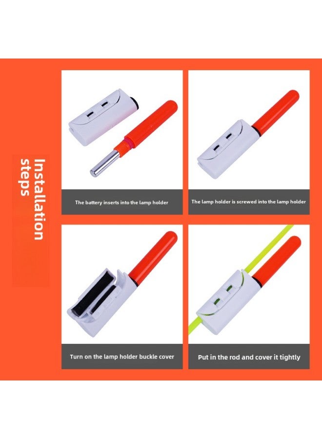 Loquat Night Fishing Electronic Rod Light Red Green Light Always Bright Sea Rod Snap-on Fishing Rod Luminous Prompt Light Suit Wholesale-Color:Red Light  With Battery Pole And Light - Image 5