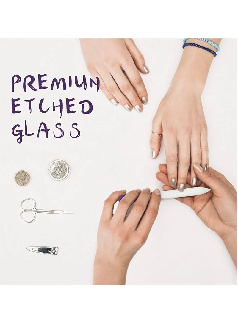 Set of 3 Crystal Glass Nail Files for Natural Nails, Professional Czech Glass File Double Sided Etched for Gentle Nail Care  - Image 3