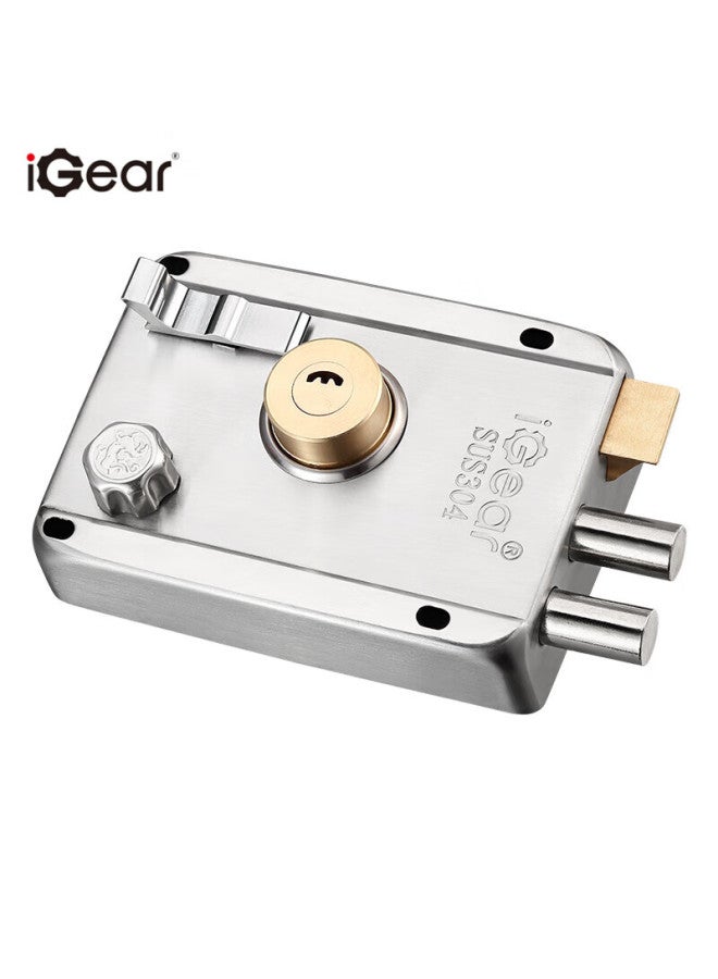 Igear Old-style Door Lock, 304 Stainless Steel, Anti-theft, For Wooden And Metal Doors, Thickened Lock Body, Indoor Door Lock, Brushed Finish, Right-opening - Image 3