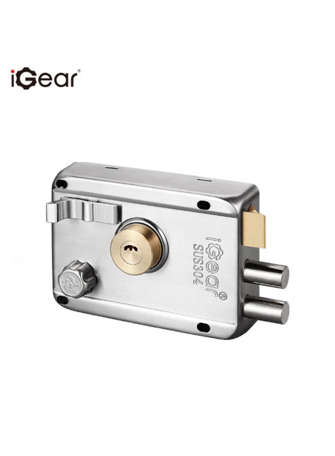 Igear Old-style Door Lock, 304 Stainless Steel, Anti-theft, For Wooden And Metal Doors, Thickened Lock Body, Indoor Door Lock, Brushed Finish, Right-opening - Image 2
