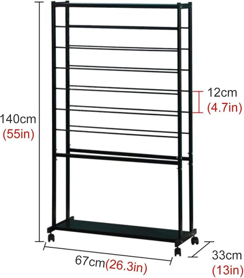 INDIDECOR INDIAN DECOR 28229 Clothing Wardrobe Storage 7 Tier DoubleSided Display Holder for Flower Shop Rolling Wrapping PaperRibbons Rack Stand Metal Uprigth Scarf Storage Organizer with Wheels - Image 3