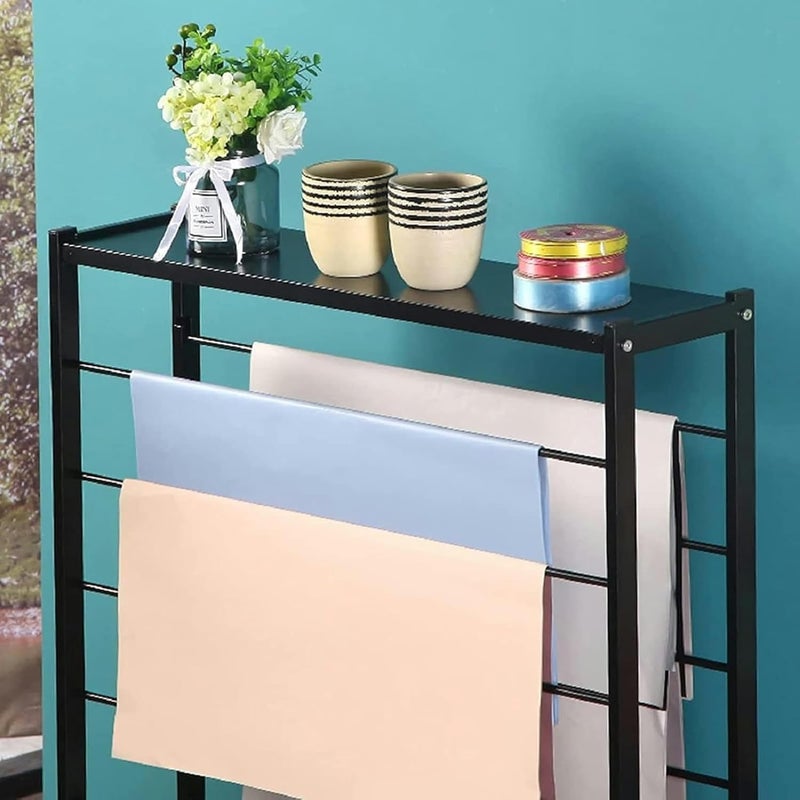 INDIDECOR INDIAN DECOR 28229 Clothing Wardrobe Storage 7 Tier DoubleSided Display Holder for Flower Shop Rolling Wrapping PaperRibbons Rack Stand Metal Uprigth Scarf Storage Organizer with Wheels - Image 4