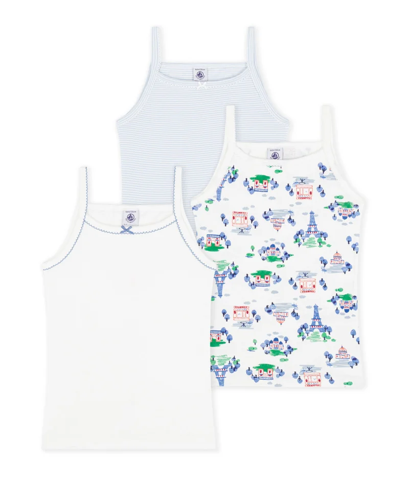 بيتي باتو Pack Of Children's Paris Print Cotton Tank Tops