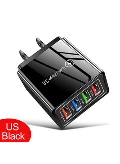 1 x 5 pcs Colorful 4-Port USB Charger 3A for Travel All Black
