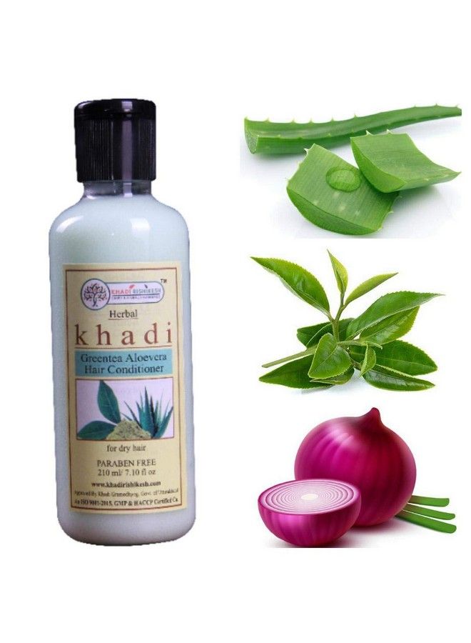 KHADI RISHIKESH Herbal Greentea Aloevera Hair Conditionerhair Soft And Shiningit Improves Hair Manageability And Also Detangles Hairmen And Women 210Ml Pack - Image 2