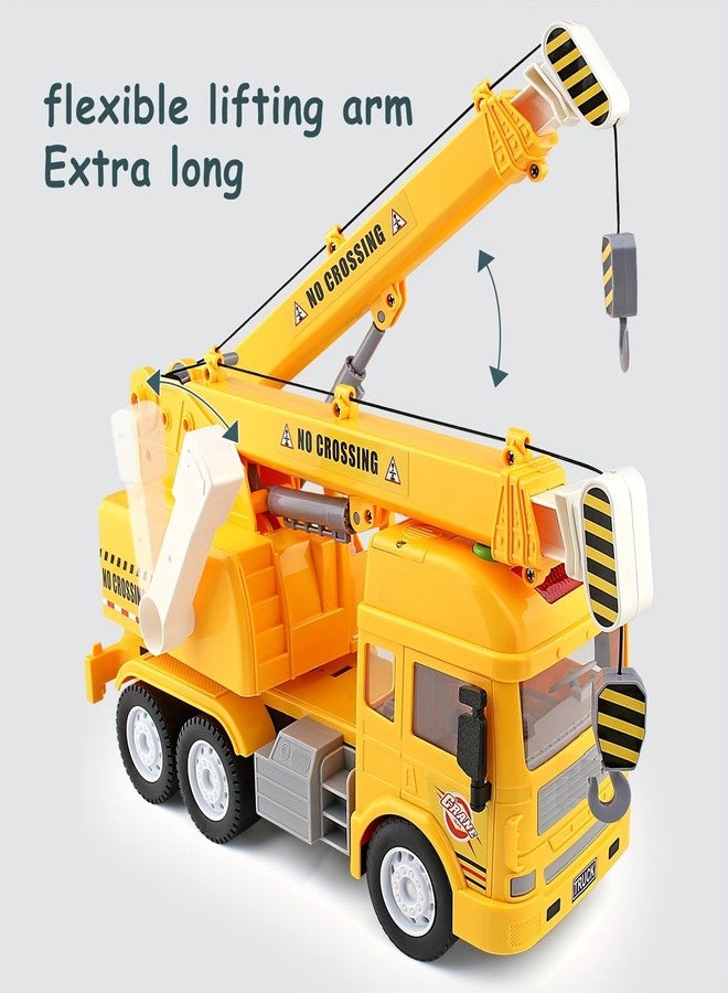 SHIPEASE Friction Powered Construction Crane Trucks Toy for 3+ Years Old Kids Boys Girls Pull Back Vehicles 360 Degree Rotating Lifting Crane Toy with Light Music (Multicolor) - Image 2