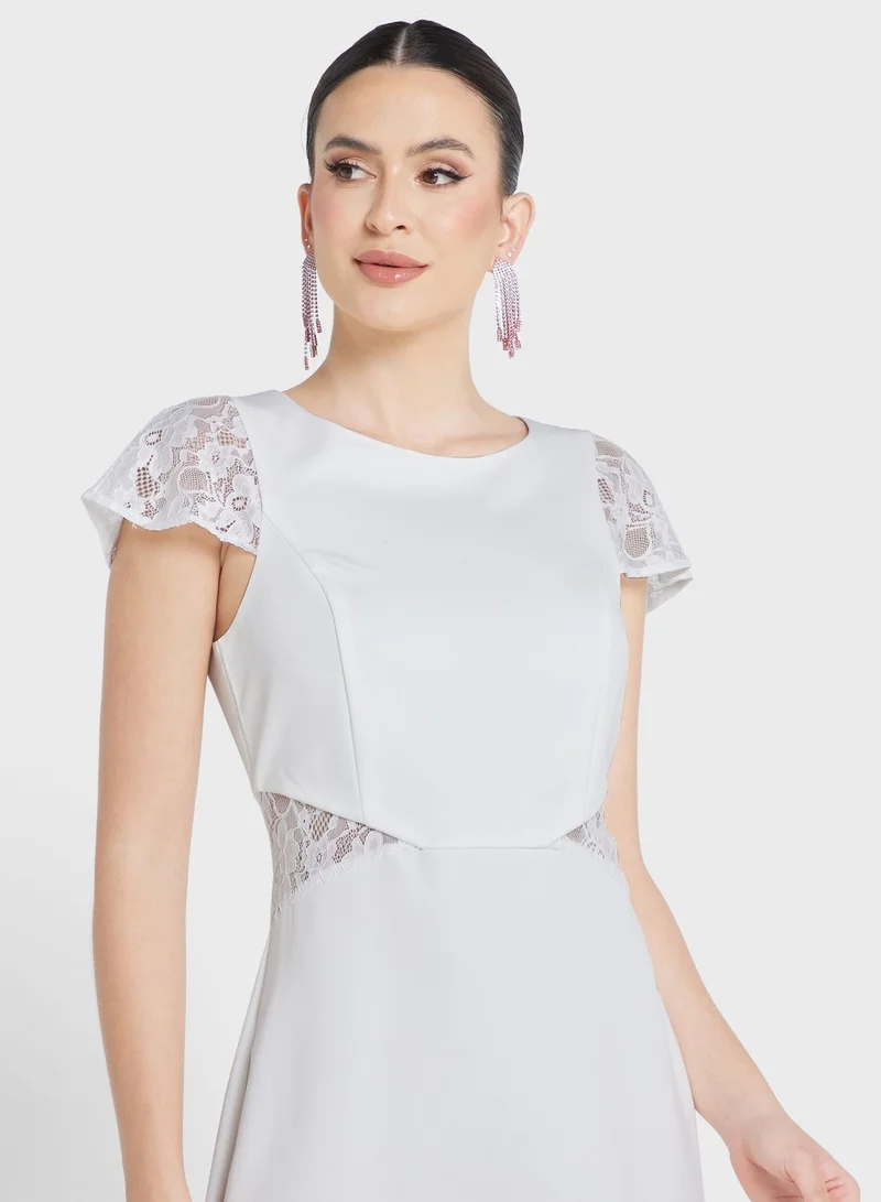 YAS Lace Trim Gown Dress