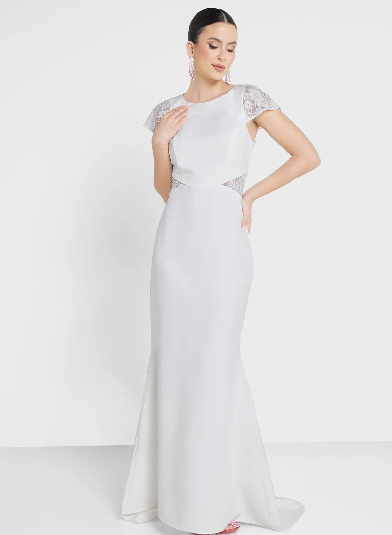 YAS Lace Trim Gown Dress