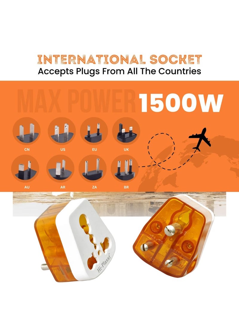 HI PLASST PINS N PLUGS HiPlasst Pack of 5 3Pin International 6 amp to 16 amp Converter Plug for Big Size 16 Ampere Plug Top Adapter for Geysers AC Refrigerator Microwave etc  - Image 3