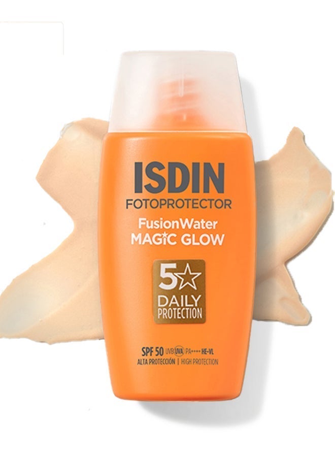 ISDIN Fotoprotector Fusion Water Magic Glow SPF 50+ | Buy 1 Get 1 Free | Lightweight Broad-Spectrum Daily Sunscreen for Radiant & Hydrated Skin | Fast-Absorbing | Non-Greasy | UVA & UVB Protection | 2 × 50 ml - Image 3